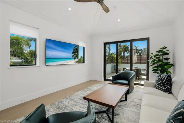 a living room with furniture