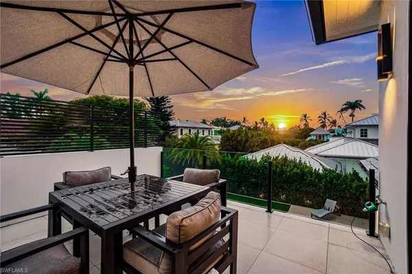 a outdoor view with a sitting space