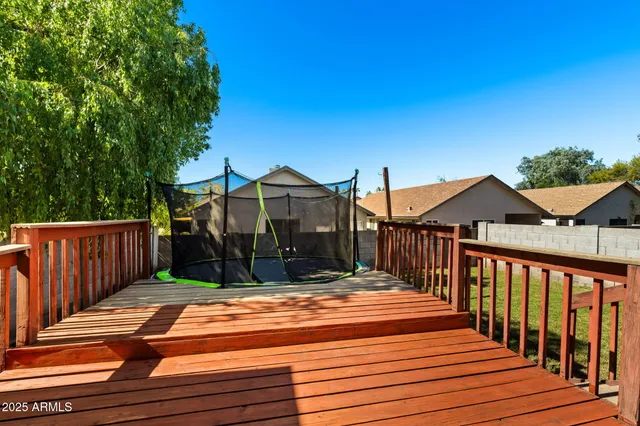 a view of a wooden deck