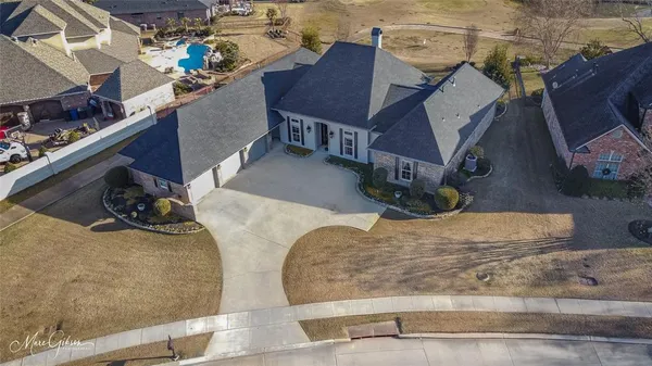 an aerial view of a house