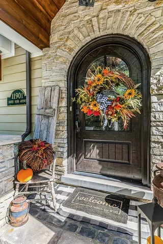 a backyard of a house with lots of green space