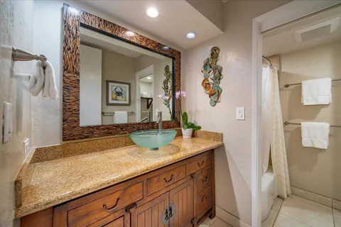 a bathroom with a shower and a sink