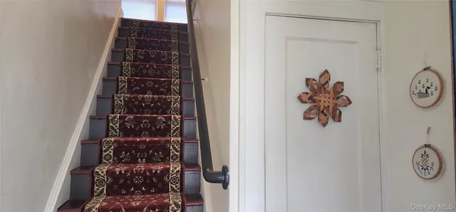 a view of a room that has a window in it