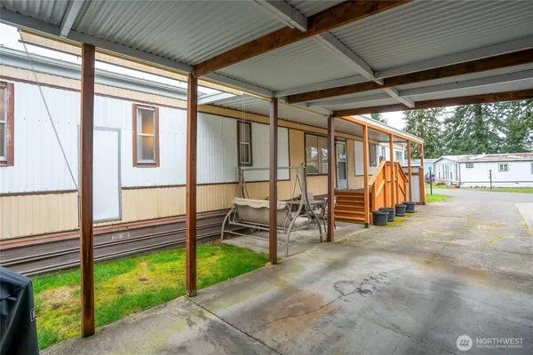 a view of a house with a patio