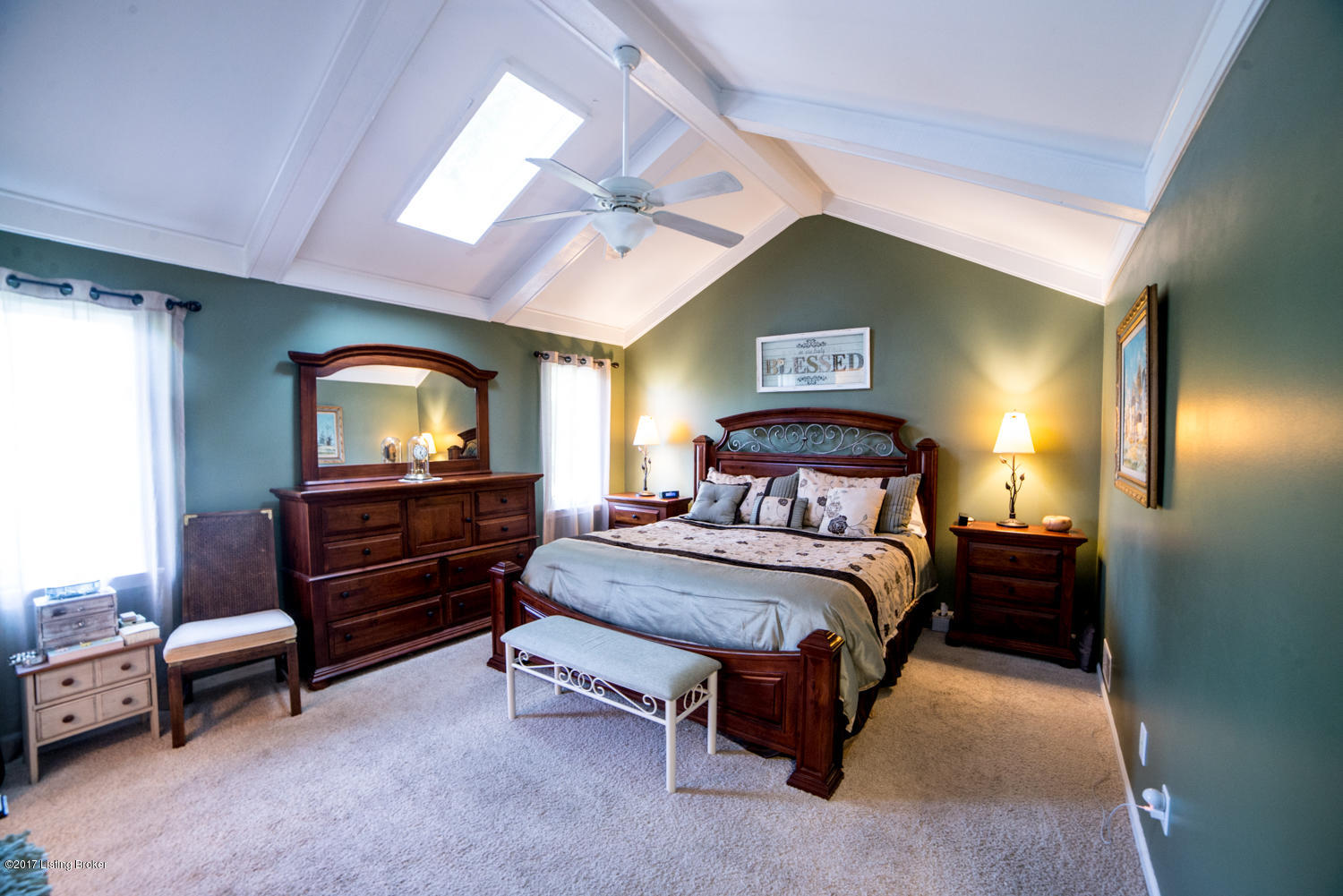 10907 Sun Ridge Road Goshen, KY 40026 - Photo 20 of 71 The space is truly stunning with vaulted ceiling, two oversized windows, skylight and white ceiling beams