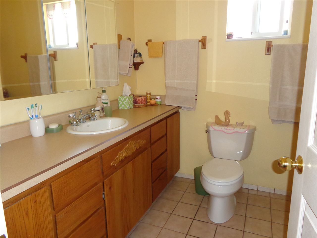 3628 G Road Palisade, CO 81526 - Photo 20 of 24 a bathroom with a granite countertop toilet a sink and a mirror