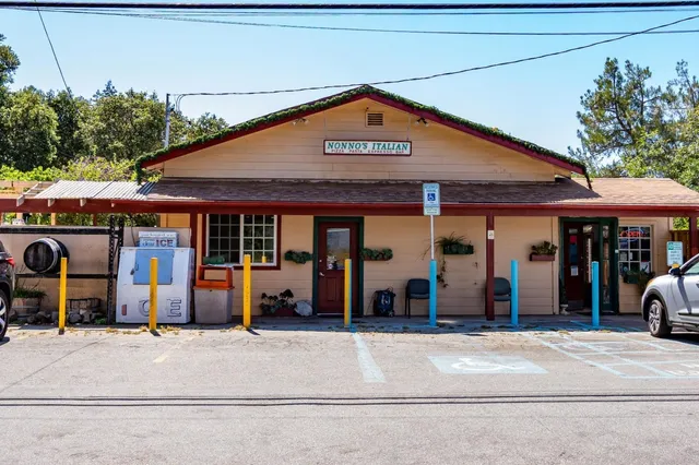 a view of a building with sitting space