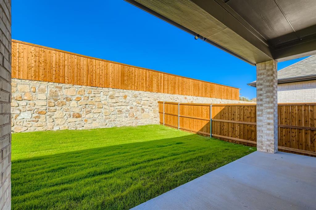 4123 Windy Point Court Oak Point, TX 75068 - Photo 26 of 29 a view of a backyard with plants and wooden fence