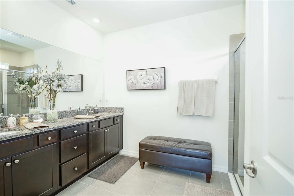 6250 Southwest 89th Ln Road Ocala, FL 34476 - Photo 25 of 71 a spacious bathroom with a granite countertop sink a mirror and a