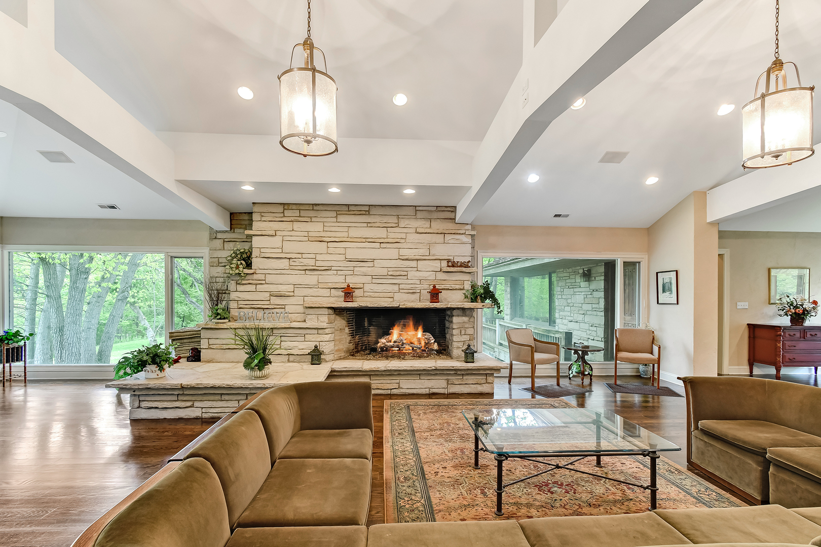 3500 Spring Road Oak Brook, IL 60523 - Photo 14 of 44 a living room with fireplace furniture and a large window