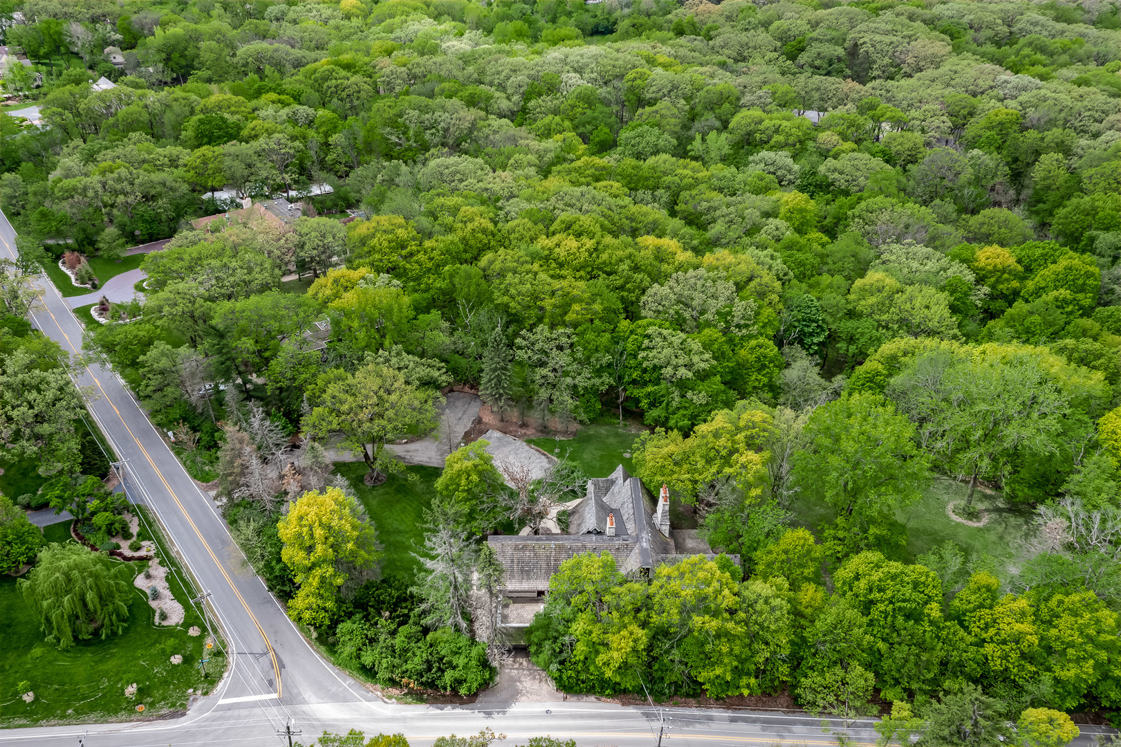 3500 Spring Road Oak Brook, IL 60523 - Photo 32 of 44 an aerial view of residential house with outdoor space and trees all around