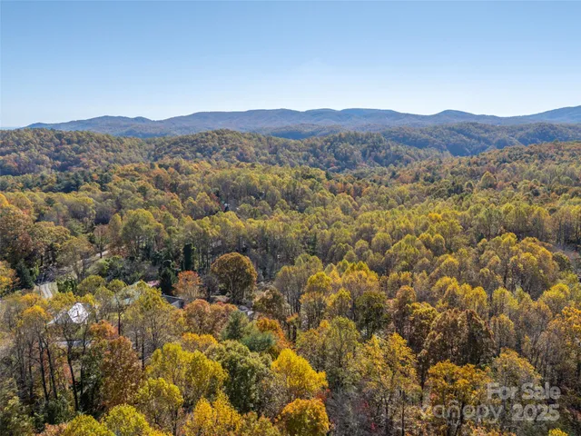 a view of a town with mountains in the background
