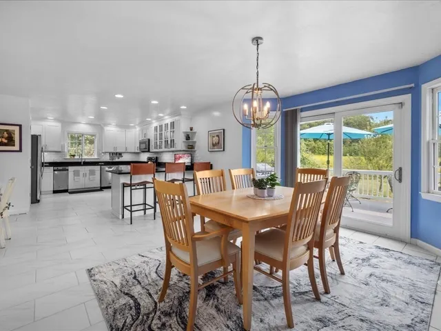 a view of a dining room and livingroom view
