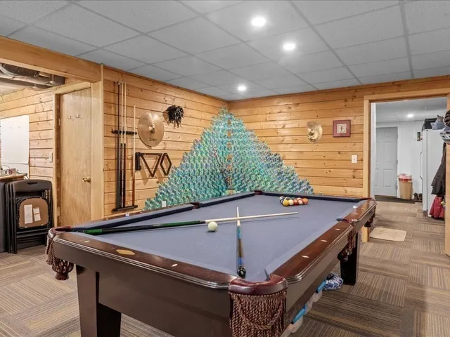 a room with pool table