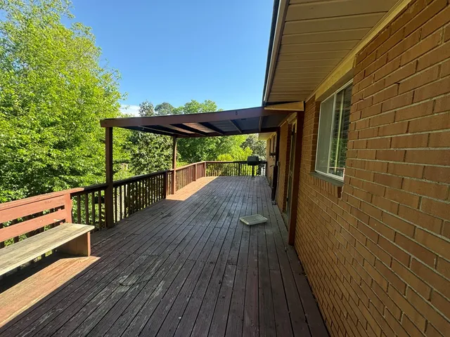 a view of a wooden deck