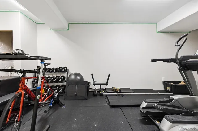 a room with gym equipment