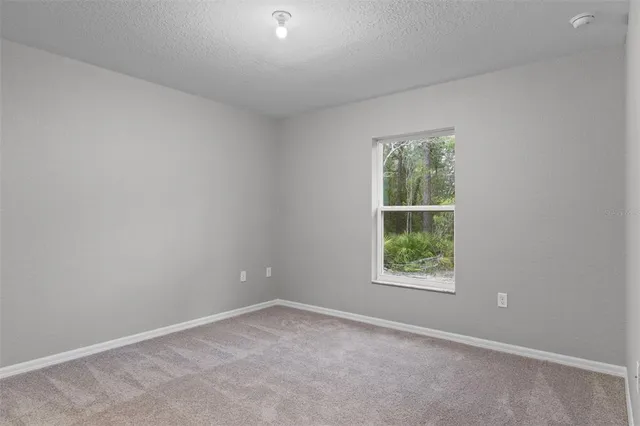 a view of an empty room and closet area