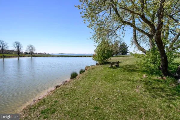 a view of a lake with outdoor space