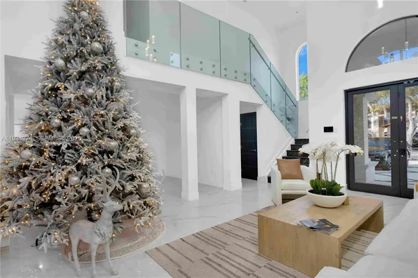 a view of a room with a window