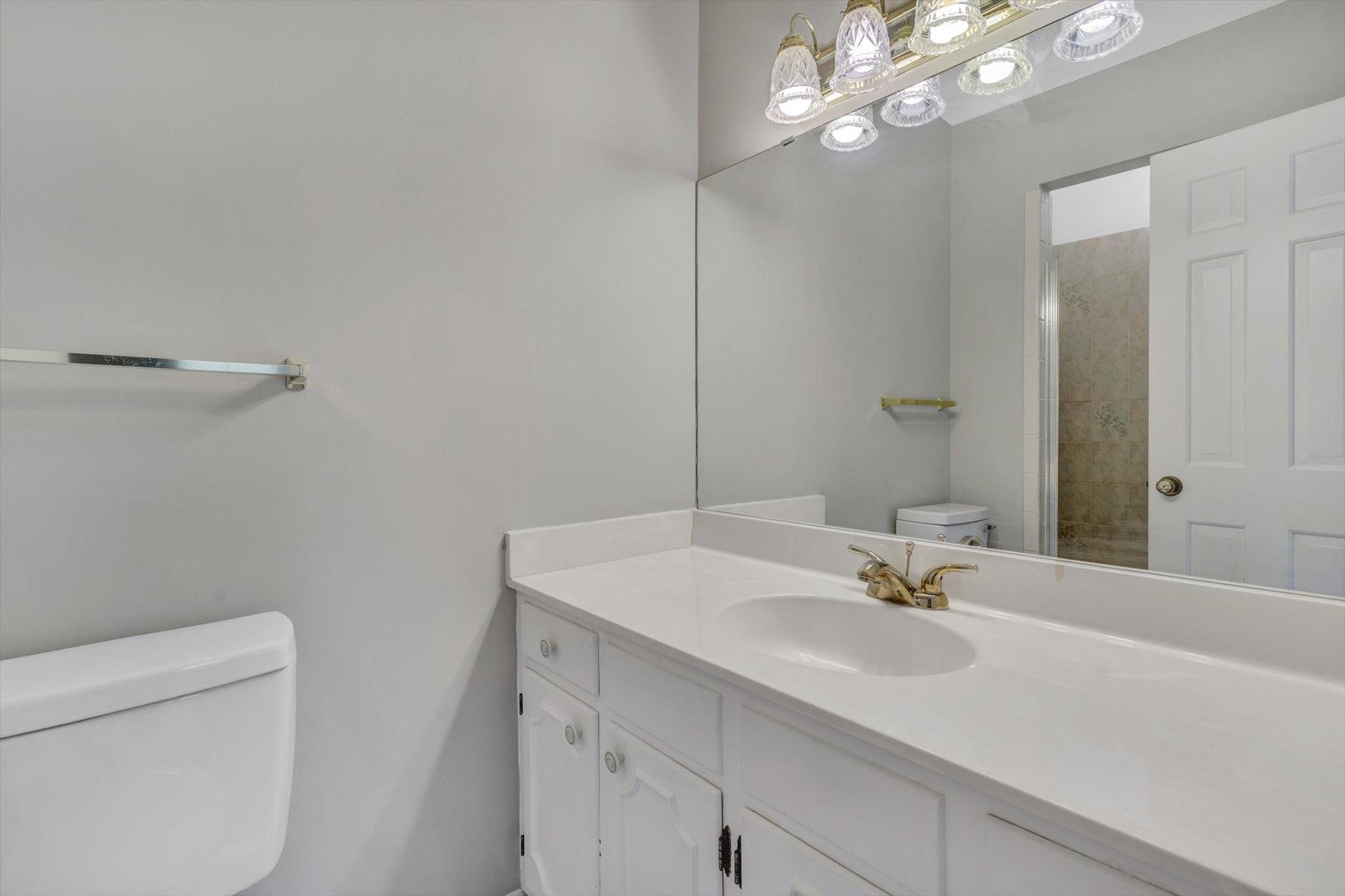 5157 Falcon Ridge Road Roanoke, VA 24018 - Photo 38 of 50 a bathroom with a sink a toilet and a mirror