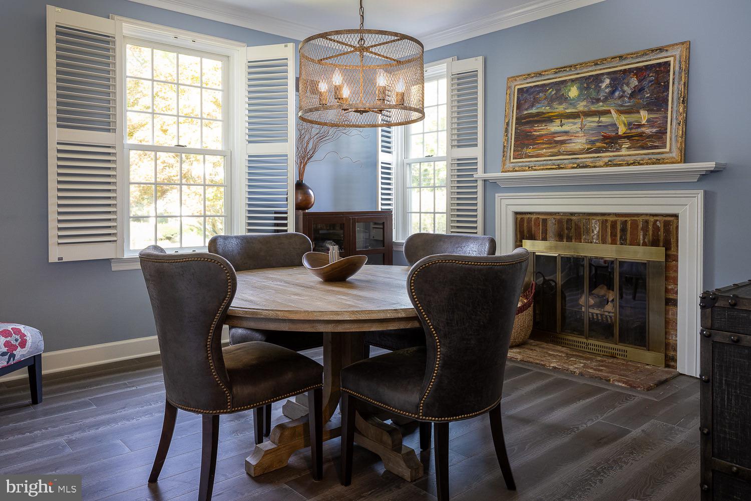 2 Chatham Place Wallingford, PA 19086 - Photo 7 of 37 Dining room with fireplace and custom millwork