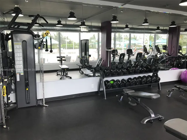 a view of a room with gym equipment