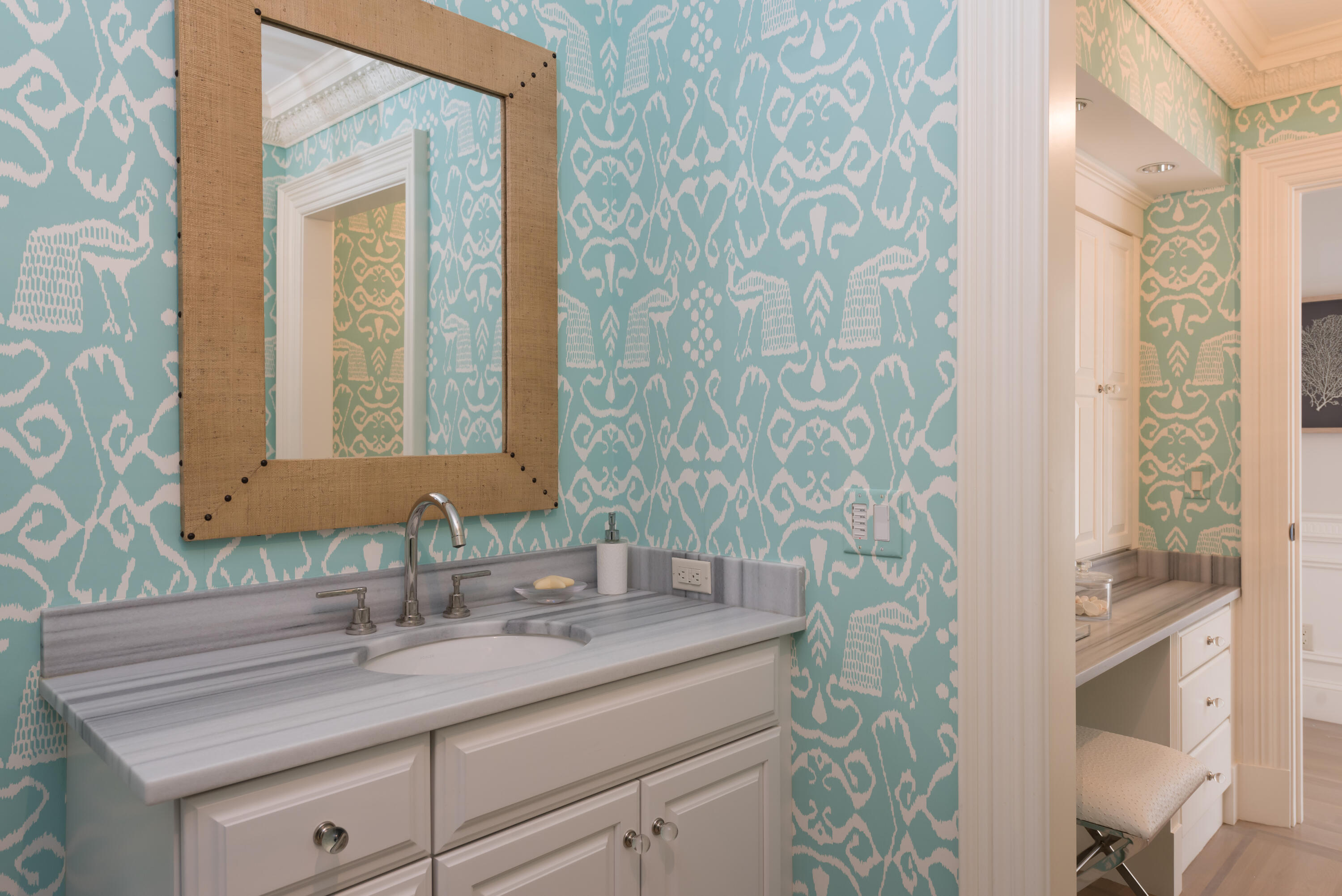 23 Snow Inn Road, Unit 2 Harwich Port, MA 02646 - Photo 27 of 40 a bathroom with a granite countertop sink a mirror and a shower