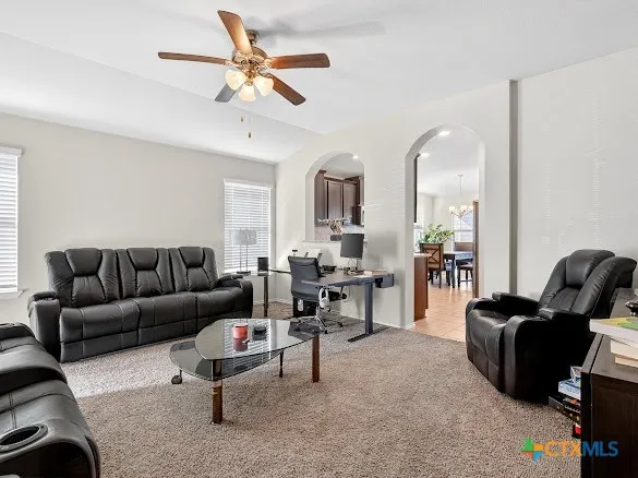 a living room with furniture