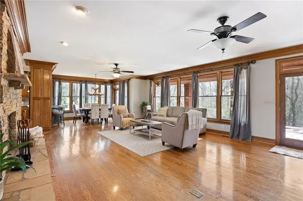 a view of entryway with wooden floor