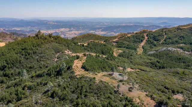 an aerial view of residential house and green space
