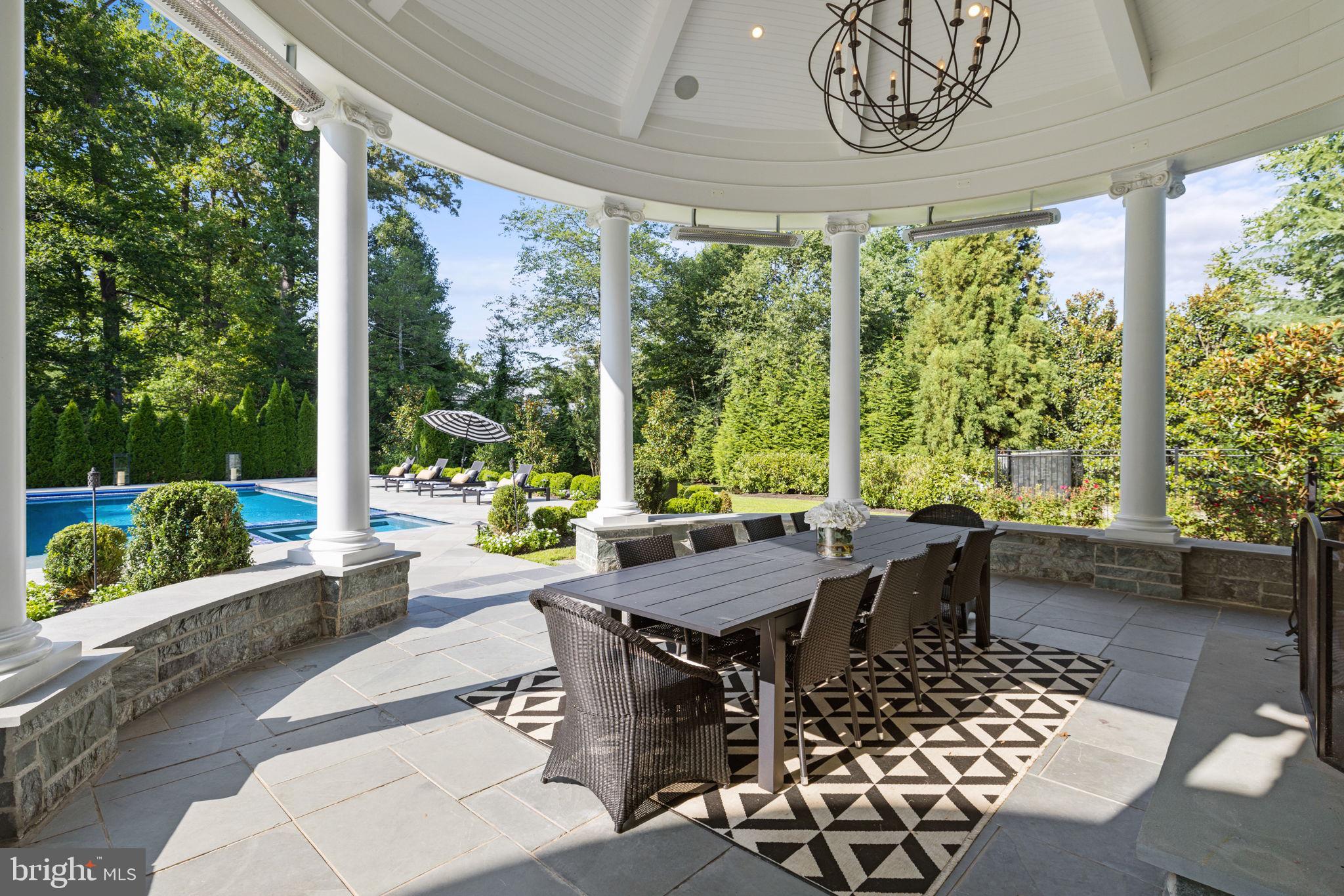 9819 Newhall Road Potomac, MD 20854 - Photo 14 of 60 Heated Terrace Overlooking Pool and Yard