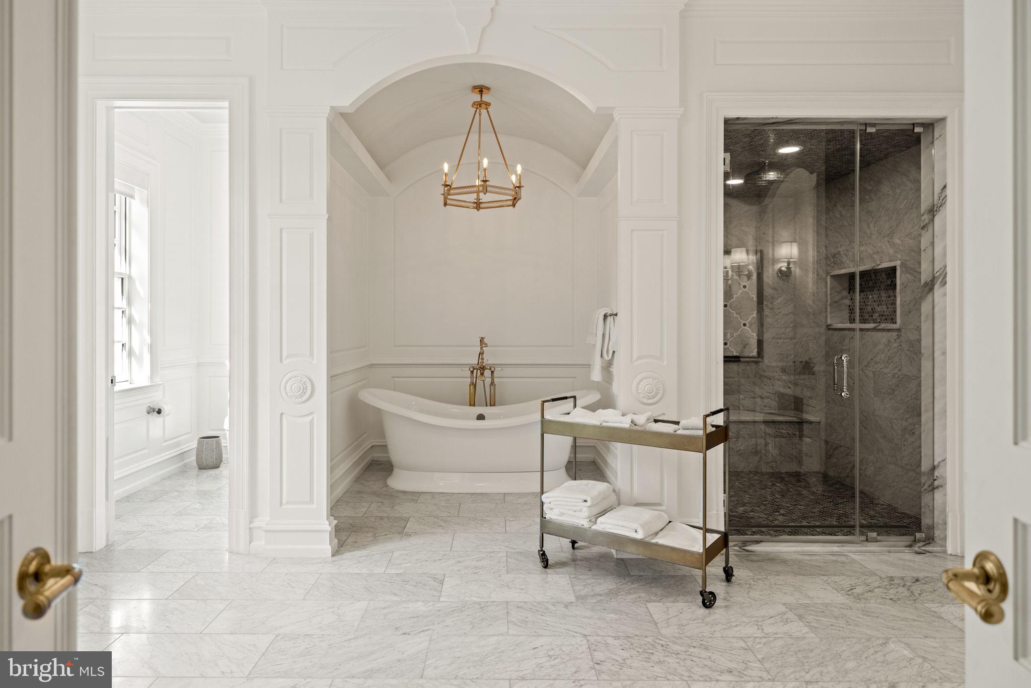 9819 Newhall Road Potomac, MD 20854 - Photo 34 of 60 Luxurious Marble Bath with Victoria & Albert tub