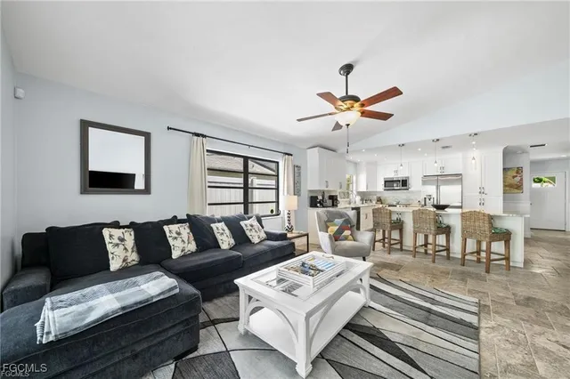 a living room with furniture