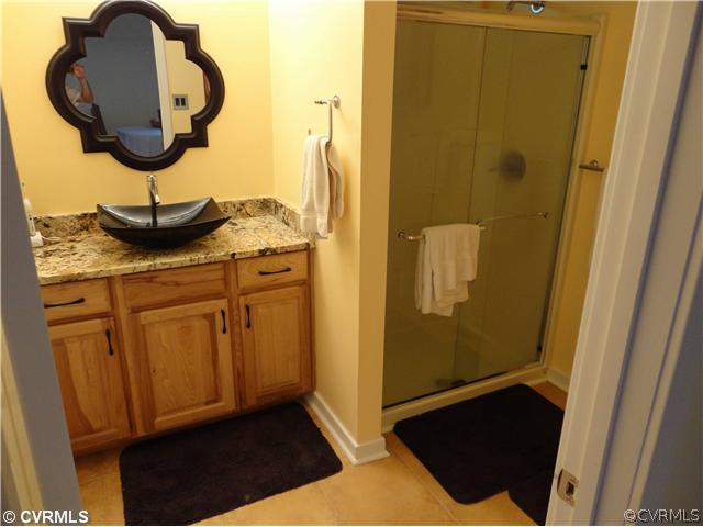 6310 Glebe Point Road Chesterfield, VA 23838 - Photo 8 of 12 a bathroom with a mirror and a shower