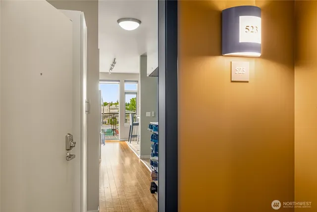 a view of a hallway with a small space