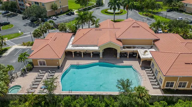 an aerial view of a house