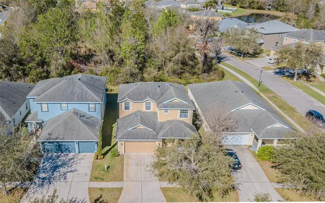 an aerial view of a house
