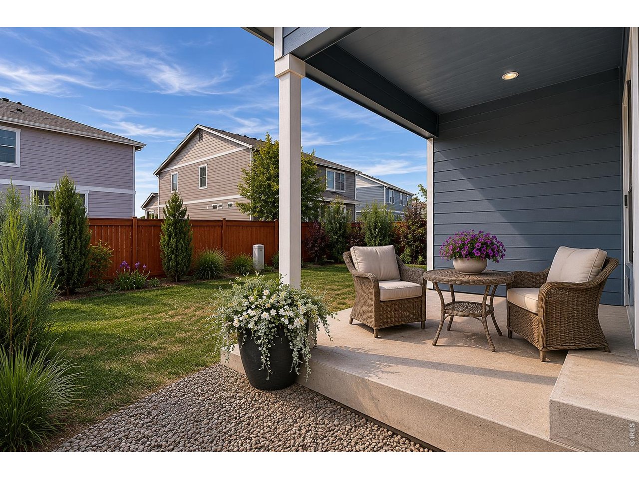 1269 Wild Basin Road Severance, CO 80550 - Photo 40 of 45 Covered back patio and fenced yard-photo virtually enhanced
