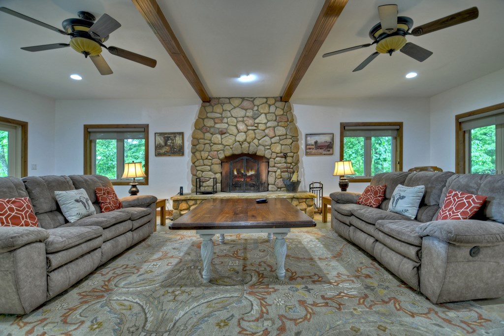300 Forest Drive Morganton, GA 30560 - Photo 3 of 73 Living Room w/River Slick Rock Fireplace