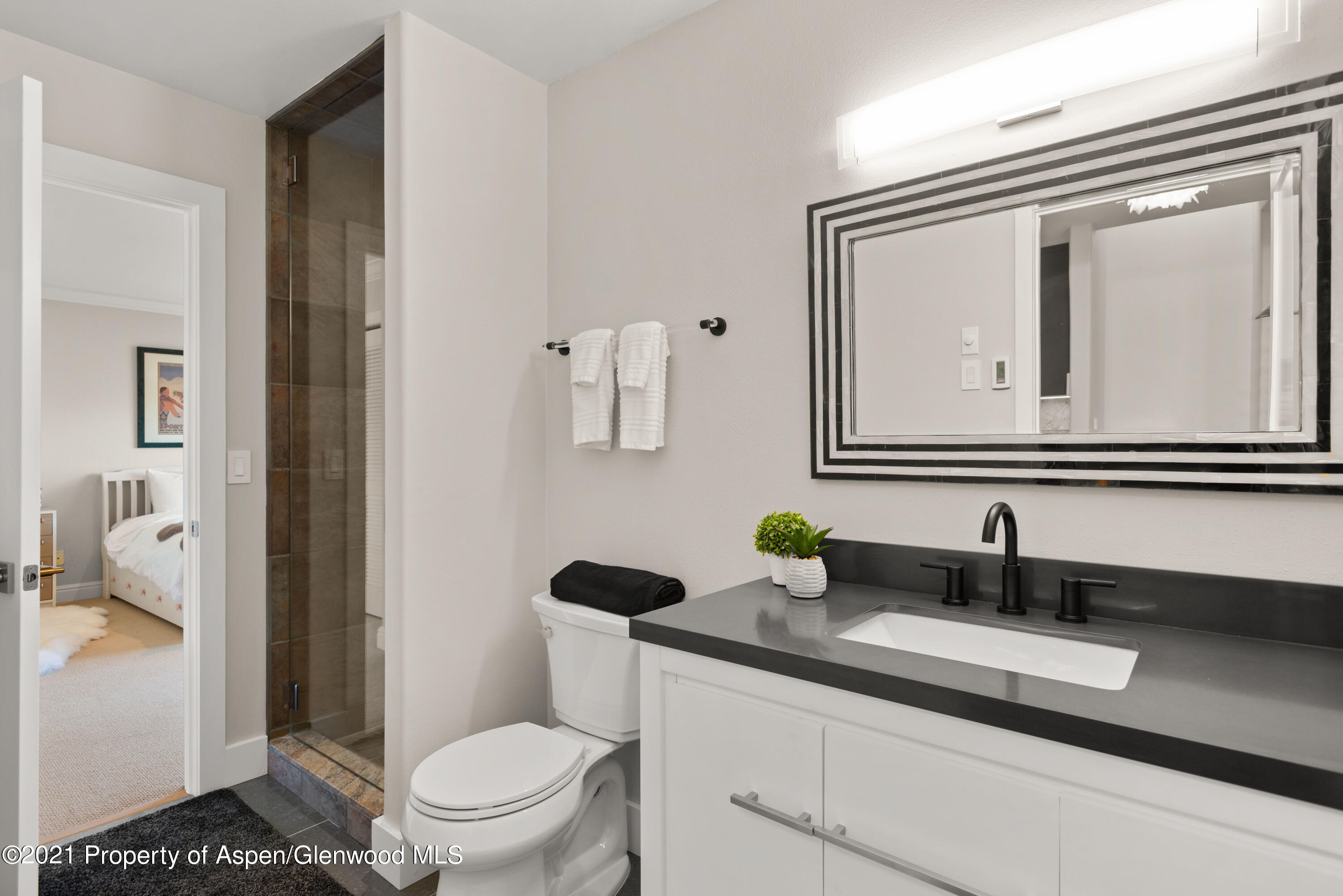 474 Upper Ranch Road Aspen, CO 81611 - Photo 20 of 43 a bathroom with a toilet a sink and mirror