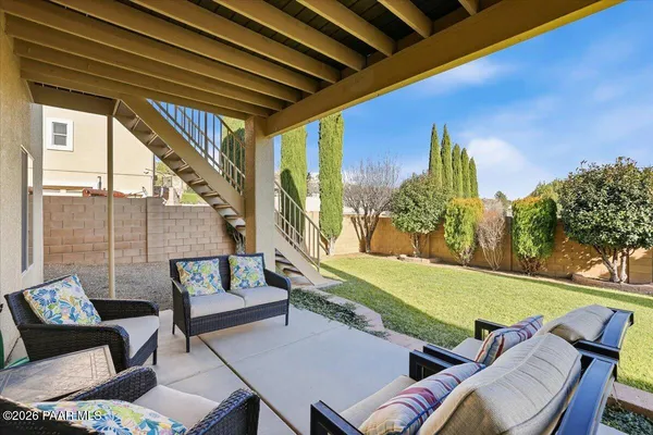 a view of a outdoor space with seating