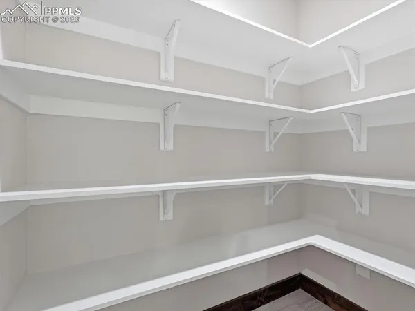 a view of an empty walk in closet