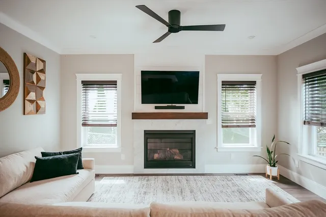 a view of entryway with wooden floor
