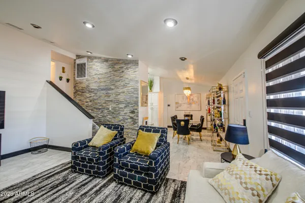 a living room with furniture