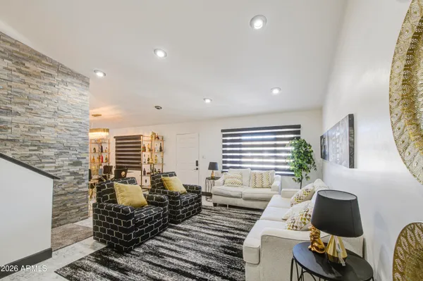 a living room with furniture