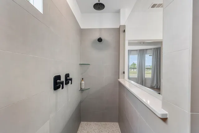 a bathroom with a shower