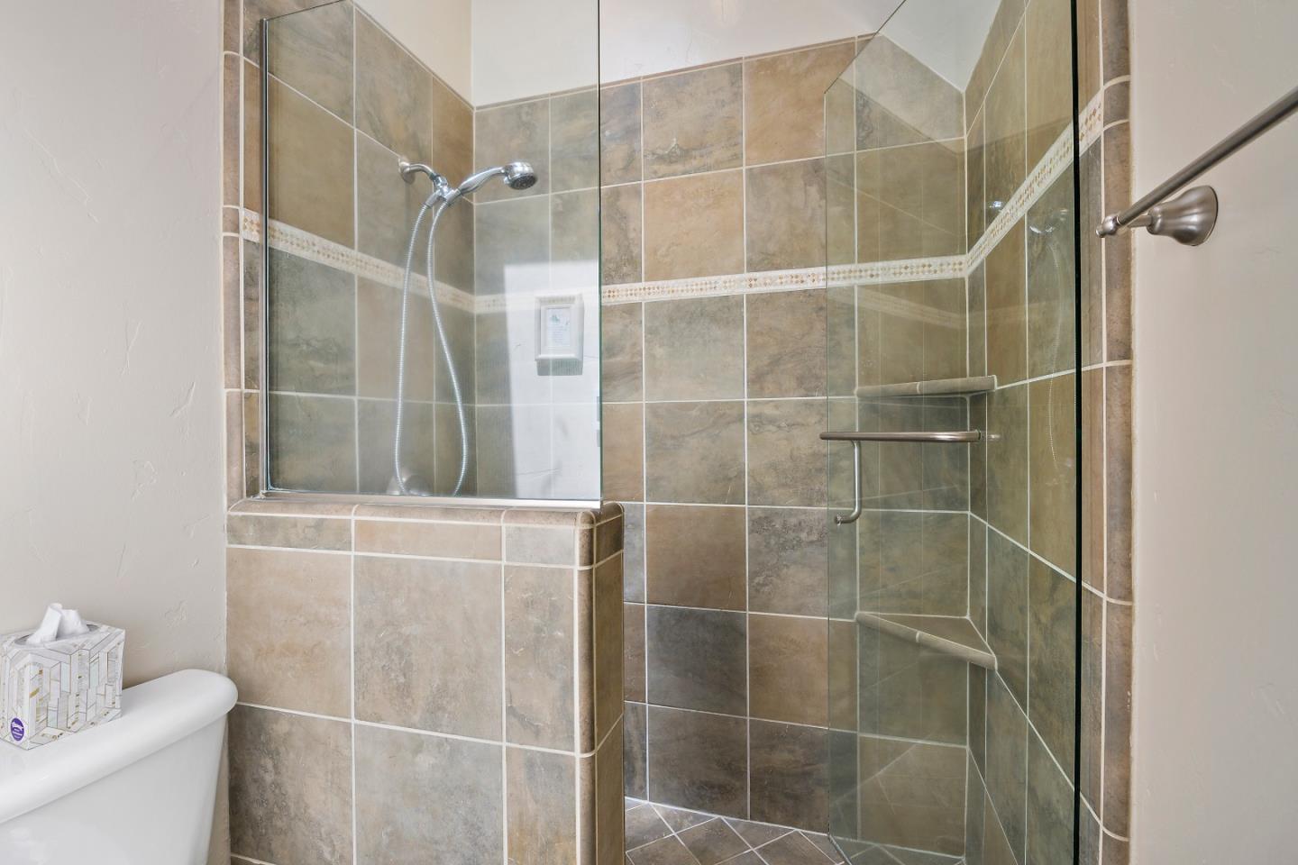 18 Farm Road Los Altos, CA 94024 - Photo 17 of 27 a bathroom with a shower and a toilet sink