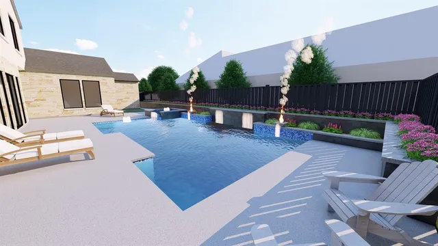 a view of a patio with couches and table and chairs with wooden fence