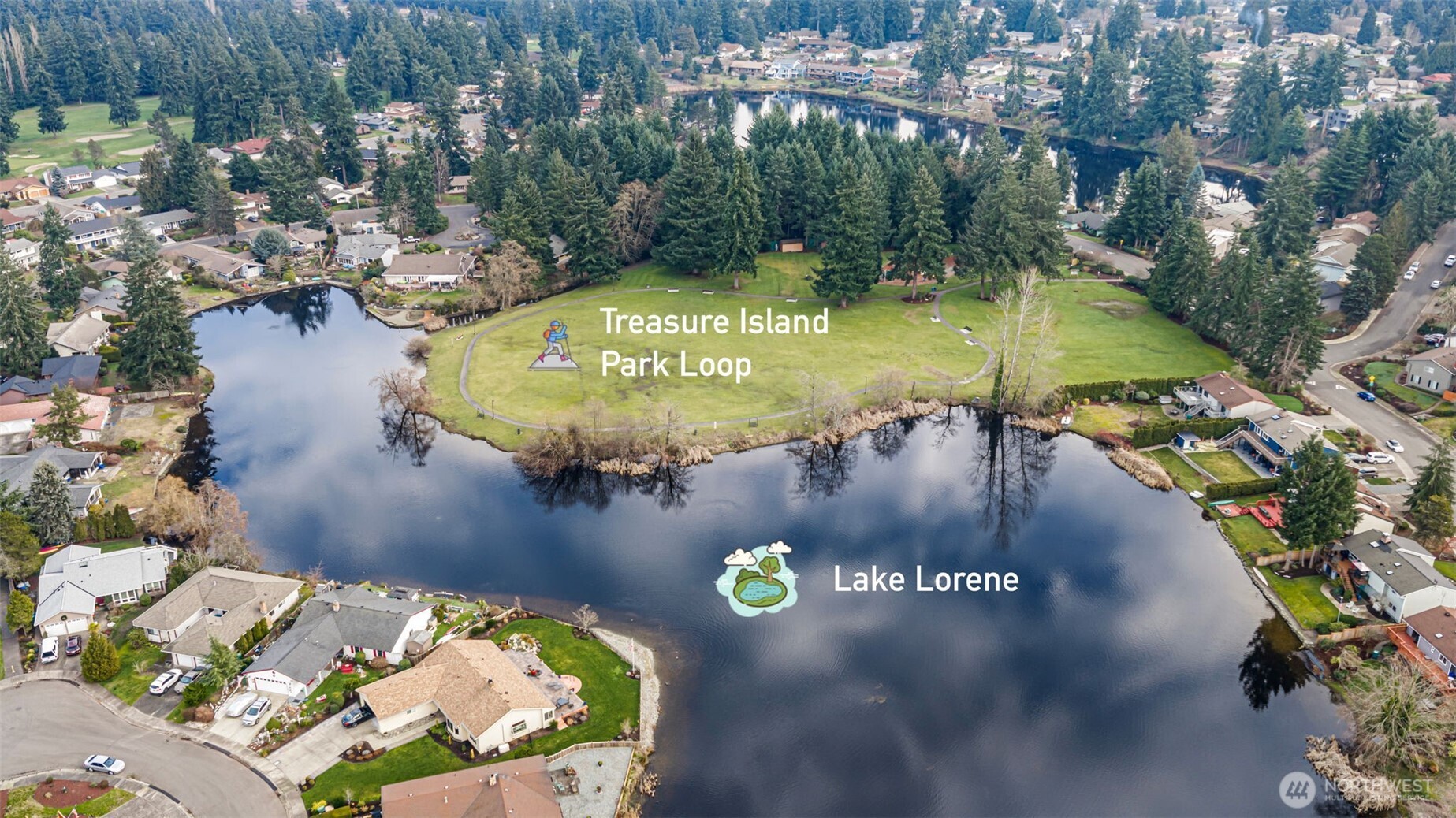 32321 44th Place Southwest Federal Way, WA 98023 - Photo 33 of 37 an aerial view of a house with yard swimming pool and lake view
