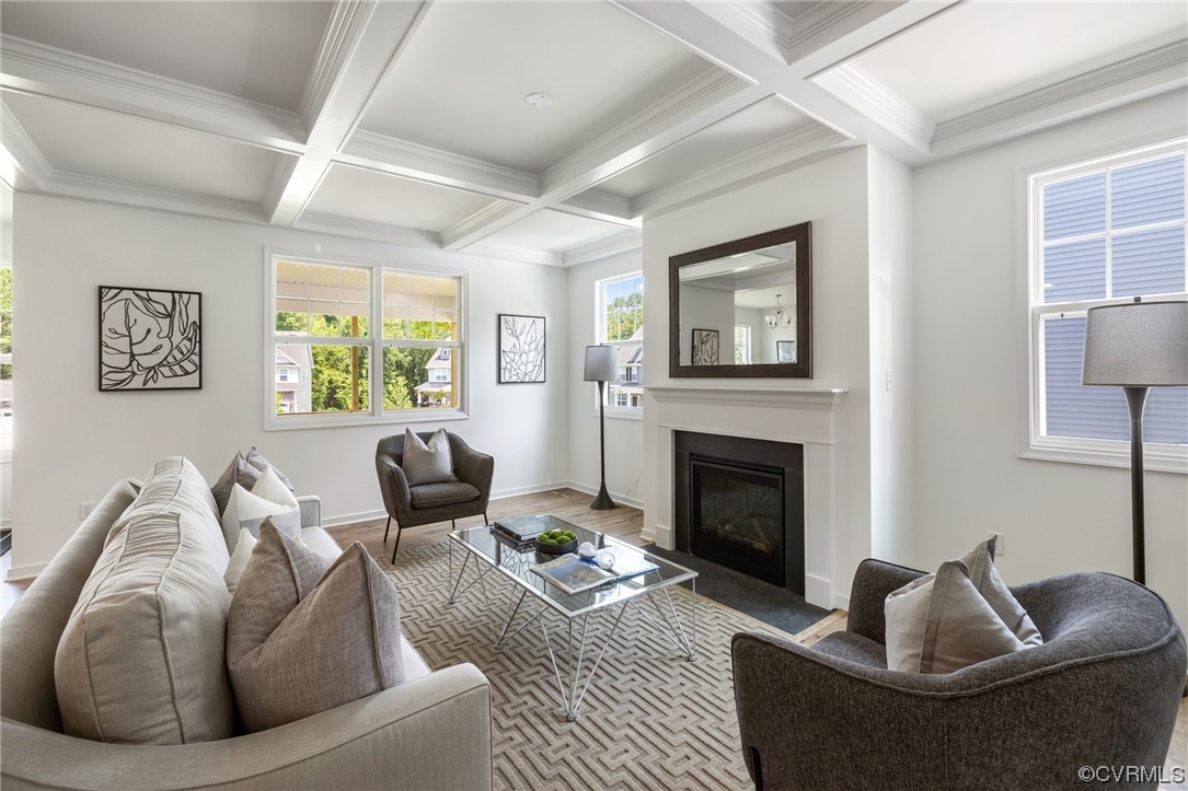 9118 Copplestone Road Chesterfield, VA 23832 - Photo 8 of 48 a living room with furniture and a fireplace